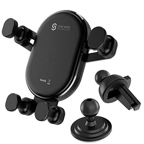 Product Cover Syncwire Gravity Phone Mount for Car, 2-in-1 Air Vent Phone Holder, Automatic Locking Universal Car Cell Phone Mount Compatible iPhone 11/Pro MAX/XS/XR/8/8 Plus/7, Samsung Galaxy Series and More