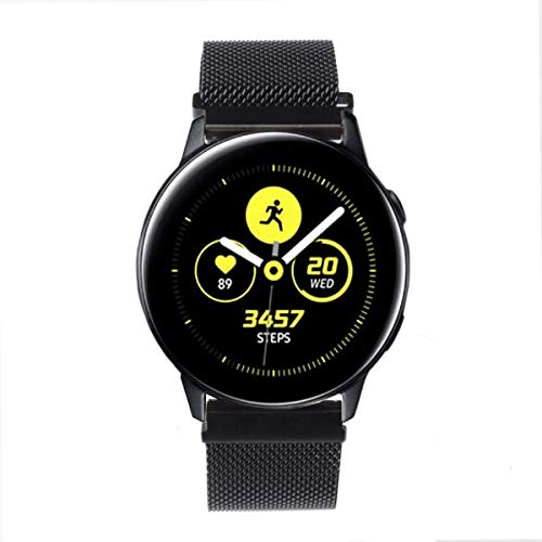 Product Cover GOSETH Compatible with Samsung Galaxy Watch Active (40mm) Bands/Active2 (44mm) Bands, 20mm Mesh Stainless Steel Strap for Galaxy Watch Active/Active2 (Black)