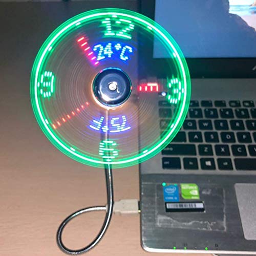 Product Cover 2019 New USB Clock Fan with Real Time Clock and Temperature Display Function,Silver,1 Year Warranty (Temperature and Clock)