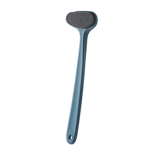Product Cover Bath Brush Long Handle for Shower, Back Brush, Body Brush, Back Scrubber - Improve Skin Health and Beauty Wet or Dry (Blue Handle Black Bristles)