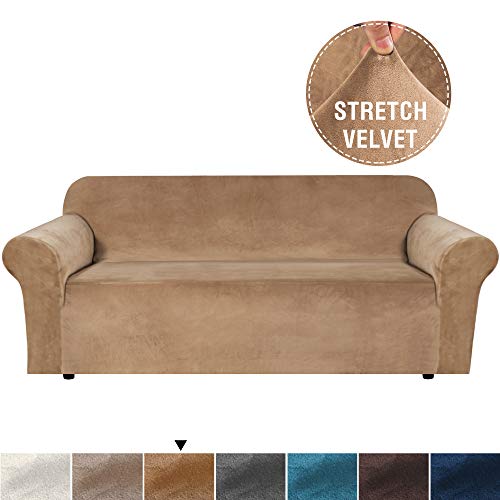 Product Cover H.VERSAILTEX Stretch Extra Large Velvet Plush Sofa Slipcover Sofa Covers for Living Room Soft Velvet Furniture Lounge Cover Feature Rich and Soft Fabric for 4 Cushion Sofa Cover (96