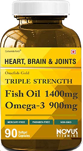 Product Cover Carbamide Forte Omega 3 Fish Oil 1400mg capsule Triple Strength with EPA 495mg + DHA 330mg - Total Omega3 900mg Fish Oil Supplement - 90 Softgel Capsules