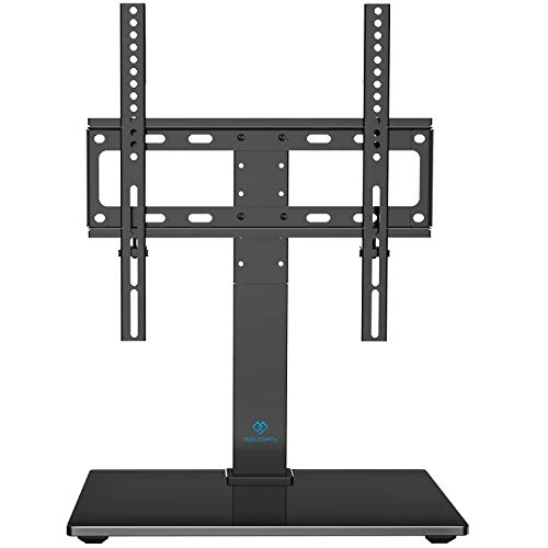 Product Cover PERLESMITH Universal Swivel TV Stand - Table Top TV Stand for 26-55 Inch LCD LED TVs - Height Adjustable TV Mount Stand with Tempered Glass Base, VESA 400x400mm, Holds Up to 88lbs