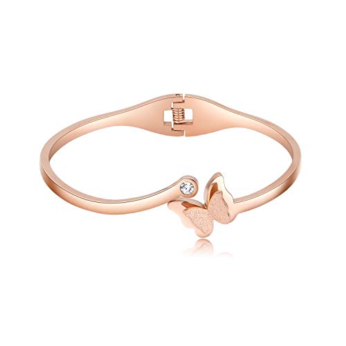 Product Cover Aivorin Women Bracelet | Stainless Steel Butterfly Classic Bangle Titanium Steel | Rose Gold