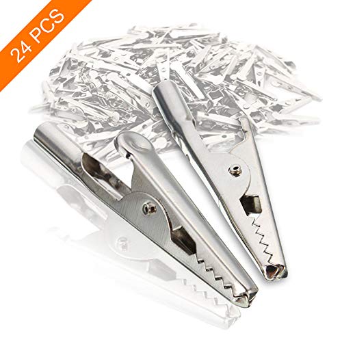 Product Cover 24Pcs 51mm Metal Alligator Clip Spring Clamps test line Crocodile Clip Silver Tone Alligator Clips Nickel Plated Crocodile Clamps, used in laboratory electric testing work and Cable Lead Clip