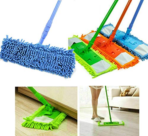 Product Cover Maharsh Wet and Dry Cleaning Flat Microfiber Floor Cleaning Mop with Telescopic Long Handle Dry Mop, Standard (Multicolour)