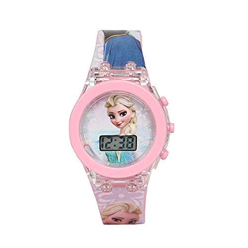 Product Cover Tigra Frozen Plastic Digital Pink Dial Disco Light Day Date Kid's Watch