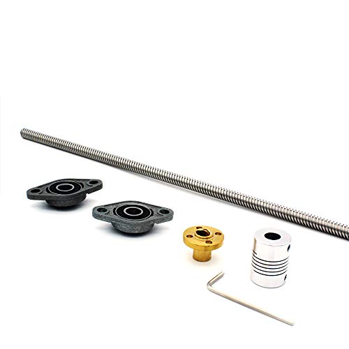 Product Cover 300mm 8mm T8 Lead Screw Set Lead Screw+ Copper Nut + Coupler+Hexagon Wrench + Pillow Bearing Block for 3D Printer