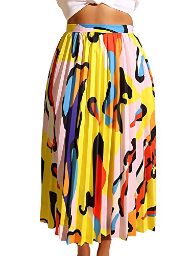 Product Cover TOB Women's Sexy Summer High Waist Chiffon Printed Colorful Midi Skirt
