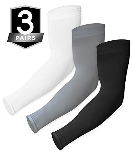 Product Cover UV Sun Protection Arm Sleeves - UPF 50 Cooling Compression Sleeves for Men & Women - Arm Cover/Protector for Basketball, Volleyball, Golf, Baseball, Football, Running, Cycling & Other Outdoor Sports