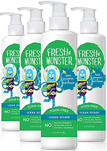 Product Cover Fresh Monster Kids Shampoo and Body Wash, 8.5 Ounce (Ocean Splash, 4 Count)