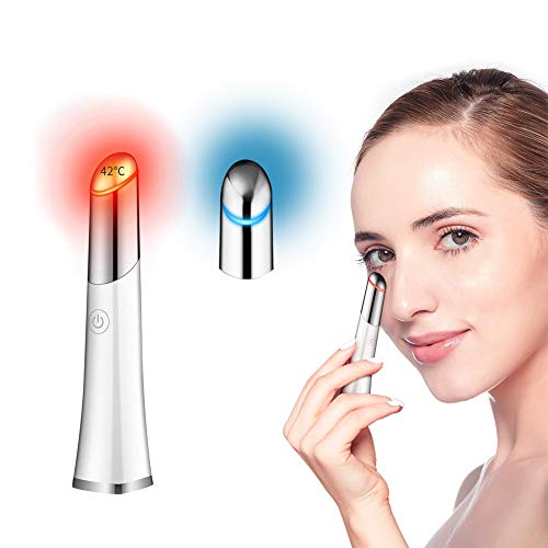 Product Cover Eye Massager,42℃ Ionic Eyes Facial Massager Roller with Heated Sonic Vibration Relieving Dark Circles Fatigue, Puffiness Anti-Aging, Anti-Wrinkle, Two Modes USB Rechargeable