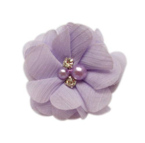 Product Cover XiXiboutique 20 Chiffon Flower w/Rhinestone Pearl Silk Flower Fabric Flower Hair Flower for Heandbad Craft 2