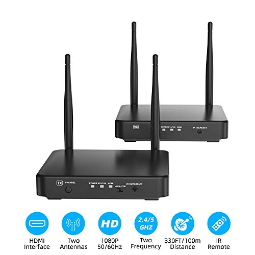 Product Cover HDMI Wireless Extender, Ansten 328ft /100m Wireless AV Transmiiter and Receiver with Loop-Out Support 1080P@60Hz Full HD IR Passback Transmit Video Audio HDMI Signal to HDTV/Project