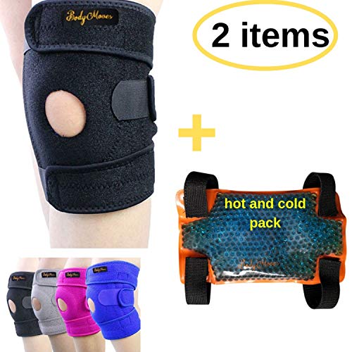 Product Cover BodyMoves Kid's Knee Brace Support Plus Hot and Cold Ice Gel Pack for stabilizing Patella Meniscus Tear Ligament Injury Prevention (Sporty Black)
