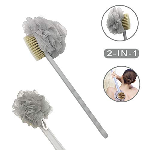 Product Cover Exfoliating Brush,Back Scrubber Anzonn with 2-IN-1 Loofah Sponge and Back Brush Long Handle for Shower Clean and Invigorate Your Skin Suitable for Wet or Dry Women and Men