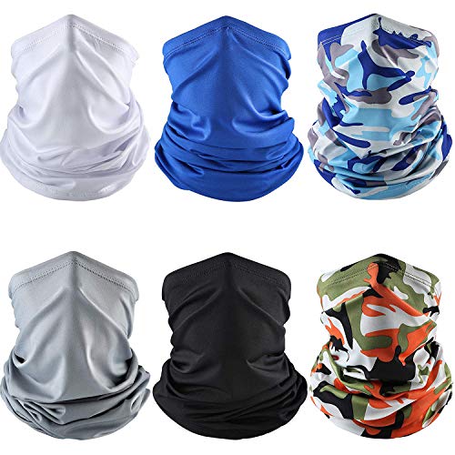 Product Cover 6 Pieces Summer UV Protection Face Mask Neck Gaiter Scarf Sunscreen Breathable Bandana (Color Set 2)