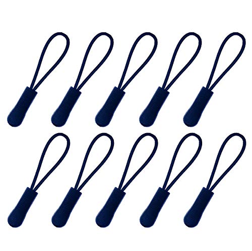 Product Cover BEADNOVA Zipper Pull Zipper Tab Replacement Zipper Tag Cord Pull Zipper Extension for Bags Suitcase Backpack Jacket Luggage Coat Boots (Dark Blue, 10 PCS)