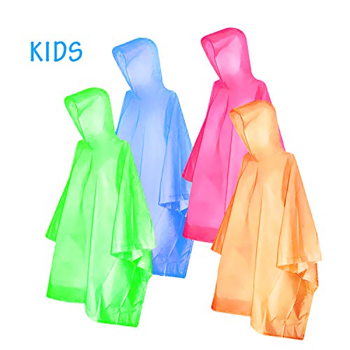 Product Cover FishOaky Rain Poncho for adults & kids Disposable Rain Poncho Lightweight waterproof Raincoat for Men Women Plastic Clear Rain Gear for Outdoor Hiking Camping,4 Pack