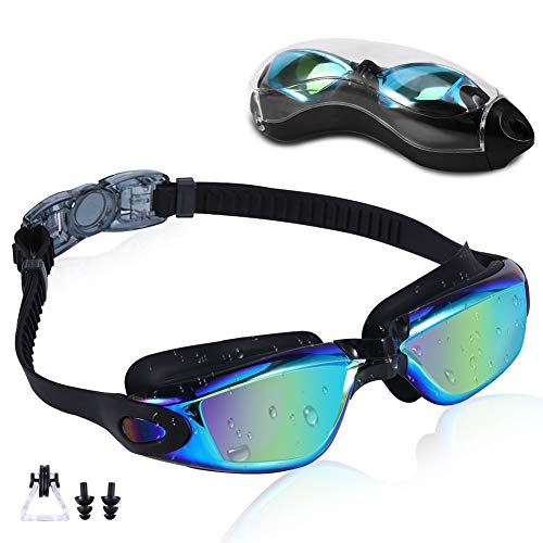 Product Cover Rapidor Swim Goggles for Men Women Teens, Anti-Fog UV-Protection Leak-Proof, RP905 Series Multiple Choices (Black- Mirrored Lenses)