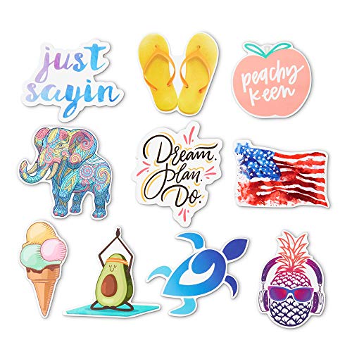 Product Cover Cute VSCO Stickers - For Water Bottle/Hydro Flask/Tumblr/Computer/Phone/Bike/Backpack - Trendy Accessories - Waterproof Stickers - Beach Aesthetic - Premium Decal - Vinyl Sticker Pack - 10