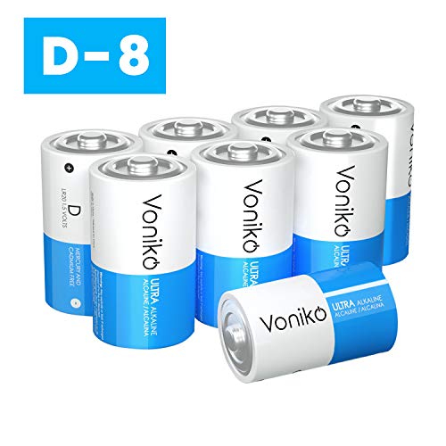 Product Cover VONIKO Ultra Alkaline D Batteries,Batteries D Size 8 Pack, 10-Year Shelf Life and 6-9 Times the Power as Carbon Batteries, Type D Battery 1.5 Volt