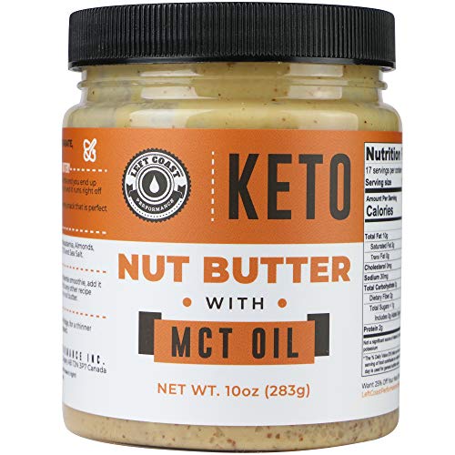 Product Cover Keto Nut Butter Fat Bomb [Crunchy], New 10 Oz Size! Macadamia Low Carb Nut Butter Blend (1 net carb), Keto Almond Butter with MCT Oil, Left Coast Performance