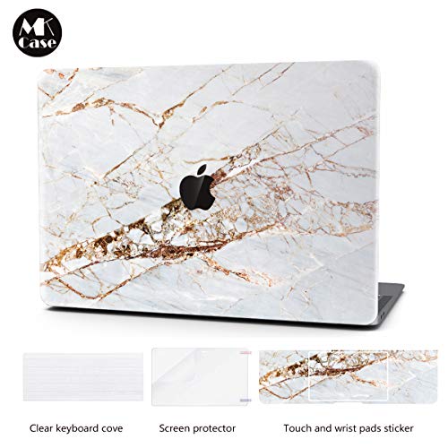 Product Cover Laptop Case for MacBook Pro 13 Inch Keyboard Cover Plastic Hard Shell Touch Bar 4 in 1 Bundle with Screen Protector for Mac Pro 13 '' (A2159/A1706/A1708/A1989), Gold Slash Marble