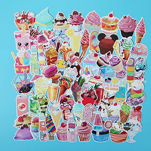 Product Cover Girl Cute Ice Cream Laptop Stickers Water Bottle Skateboard Motorcycle Phone Bicycle Luggage Guitar Bike Sticker Decal 70pcs Pack (Ice Cream)
