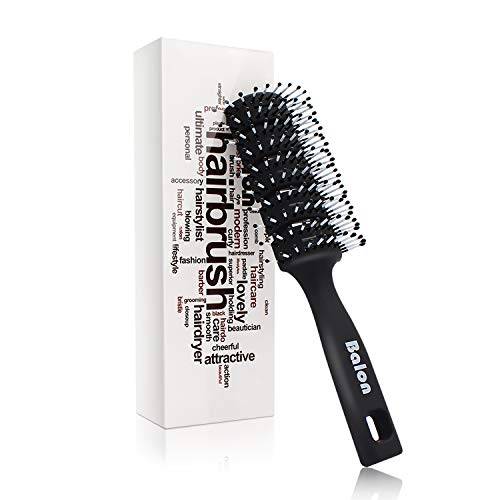 Product Cover Vent Hair Brush, 11 Row Vented Hairbrush for Men and Women, Vent Brushes With Ball Tipped Bristles for Wet Short Curly Straight Hair Blow Drying Quickly(Black)