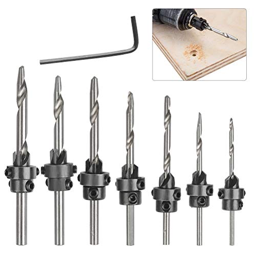 Product Cover OFNMY 7 Piece Countersink Drill Bit Set with Adjustable Depth Stop Collars Counterbore Drill Woodworkers Hole Cutter Screw Drill