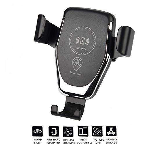 Product Cover Wireless Car Charger Mount, Car Phone Mount with Air Vent Clip, 10W 7.5W Qi Fast Charging Air Vent Phone Holder，Compatible with S10+ S10e S9 Note 9, Phone Xs Max XR X 8 Plus (Black)