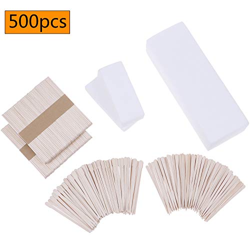 Product Cover 500 Pieces Wax Strips Sticks Kit Non-woven Waxing Strips Wax Applicator Sticks Hair Removal Strip for Facial Body Skin Hair Removal