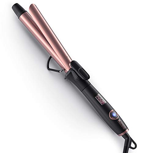 Product Cover KIPOZI 1 Inch Curling Iron Hair Curler with Ceramic Coating Barrel,Professional Curling Wand Instant Heat up to 450°F,Dual Voltage,Include Heat Resistant Glove(Rose Pink)