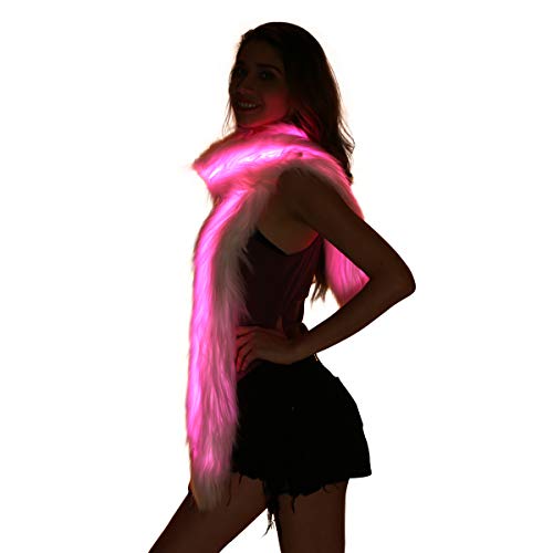 Product Cover Led Scarf Light Up Fur Boa Glow Up Flashing Fun Novelty Scarves For Rave Accessory Clothing Outfit Burning Man Costume Festival Party