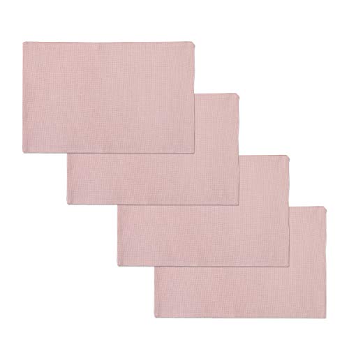 Product Cover NATUS WEAVER Set of 4 Soft Linen Placemats Heat Resistant Dining Table Place Mats Kitchen Table Mats, Baby Pink