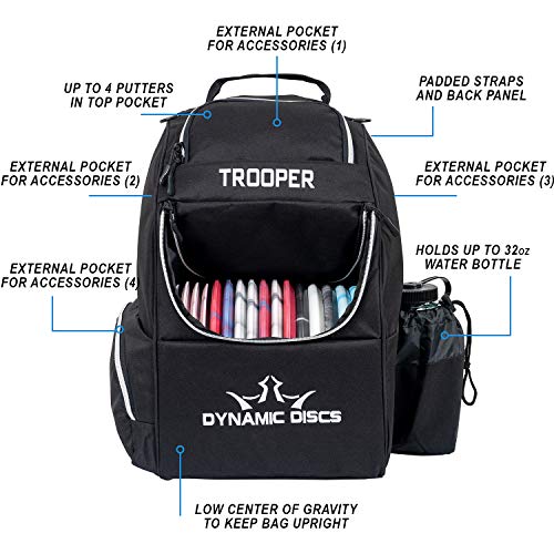 Product Cover Dynamic Discs Trooper Disc Golf Backpack | Black | Frisbee Disc Golf Bag with up to a 25 Disc Capacity | Introductory Disc Golf Backpack | Lightweight and Durable