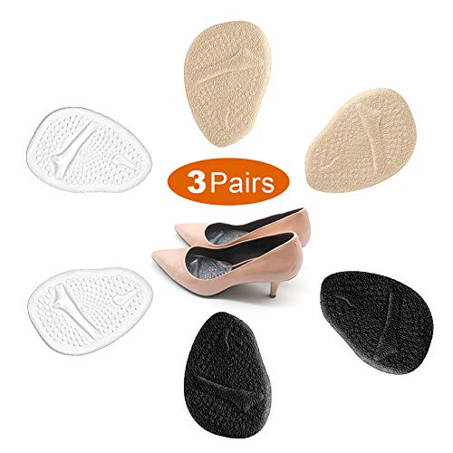 Product Cover 3 Pairs Metatarsal Pads for Women, Professional Reusable Silicone Ball of Foot Cushions, All Day Pain Relief and Comfort, One Size Fits Shoe Inserts
