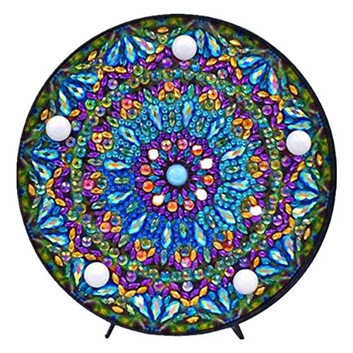 Product Cover Mandala Diamond Painting Kit with LED Night Light DIY Handmade Artwork 5D Full Drill Crystal Drawing Kit Bedside Lamp Arts Craft for Home Decoration or Gifts-5.91 X 5.91