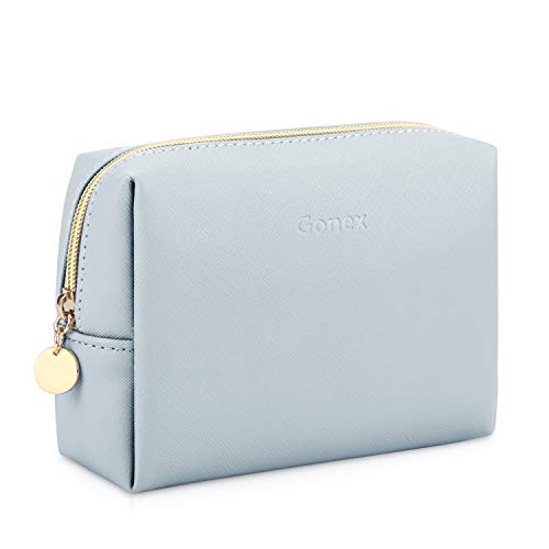 Product Cover Gonex Small Makeup Bag for Purse PU Vegan Leather Travel Cosmetic Pouch Toiletry Bag for Women Girls Gifts Portable Water-Resistant Daily Storage Organzier Light Grey