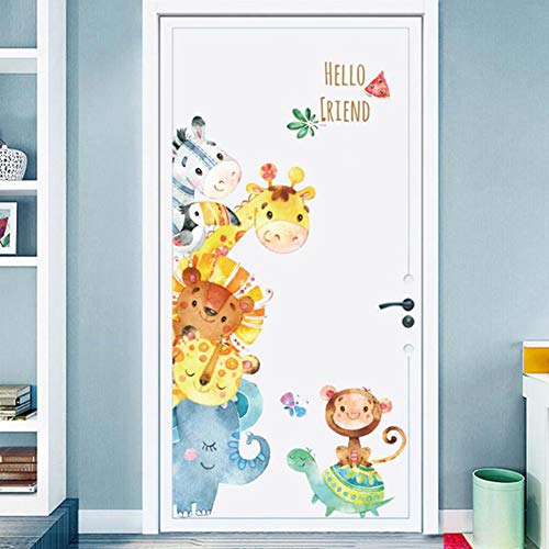 Product Cover WINDVALE Cartoon Animals Wall Stickers DIY Children Mural Decals for Kids Rooms Baby Bedroom Wardrobe Door Decoration (Animal)
