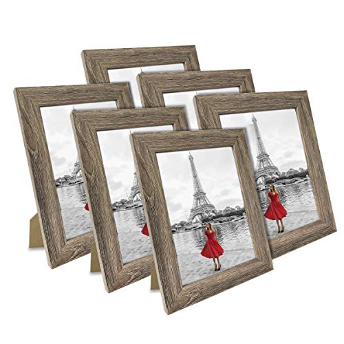 Product Cover NUOLAN 4x6 Picture Frame Rustic Gray Wood Pattern Art Photo Frames 6 Packs for Wall or Tabletop Display (NL-PF4X6-RG)