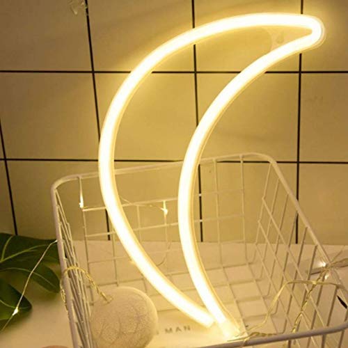 Product Cover ENUOLI Warm White Moon Neon Light LED Moon Shaped Neon Sign Decor Light Wall Decor Battery/USB Operated Neon Wall Light for Christmas Birthday Party Kids Room Living Room Wedding Party Decor ...