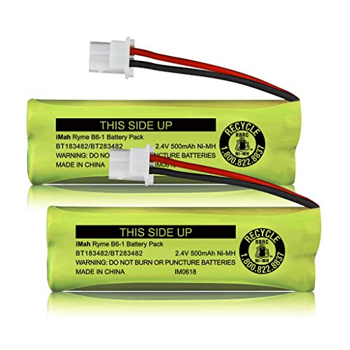 Product Cover iMah BT183482/BT283482 2.4V 500mAh Ni-MH Cordless Phone Battery Compatible with VTech DS6401 DS6421 DS6422 DS6472 LS6405 LS6425 LS6426 LS6475 LS6476 Handset, Pack of 2