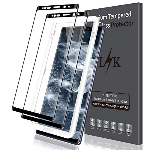 Product Cover LK [2 Pack] Screen Protector for Samsung Galaxy Note 9 Tempered Glass [Full Adhesive] HD Clear Easy Installation Alignment Frame [Fit with Most Cases] with Lifetime Replacement Warranty