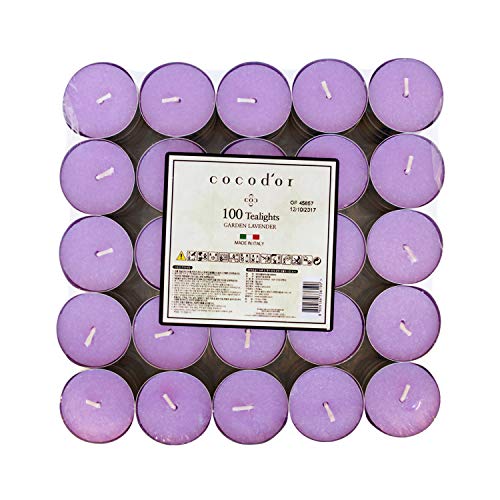 Product Cover Cocod'or Scented Tealight Candles 100 Pack, Garden Lavender, 5-8 Hour Extended Burn Time, Made in Italy