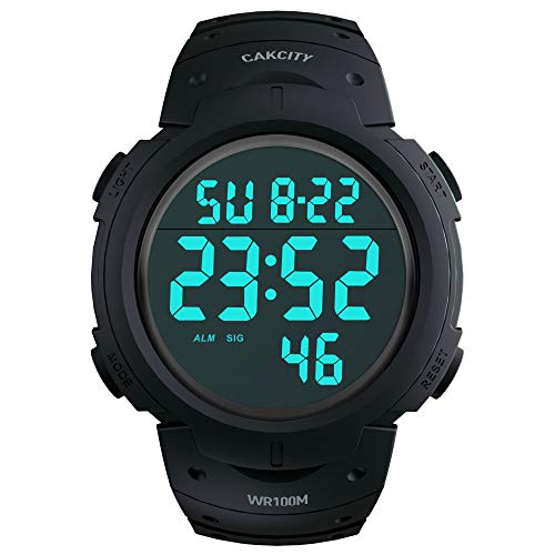 Product Cover CakCity Digital Watch for Mens Waterproof 100M Sports Watch with Alarm Stopwatch LED Large Display Black-Upgraded Version