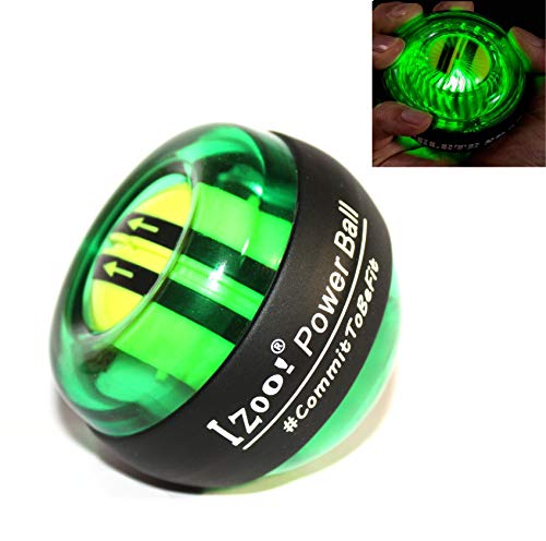 Product Cover Izoo® Automatic Power Ball | Auto Start Spinner Wrist Trainer Force Ball | Arm Strengthener Gyroscopic Wrist Forearm Exerciser for Strong Bones and Muscle | Making Fingers Biceps Triceps Great(Green)
