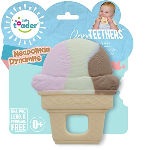 Product Cover Little Toader Teething Toys - Soft Silicone Desserts Sweets and Candy Shaped BPA Free Teethers (Neapolitan Ice Cream Cone)