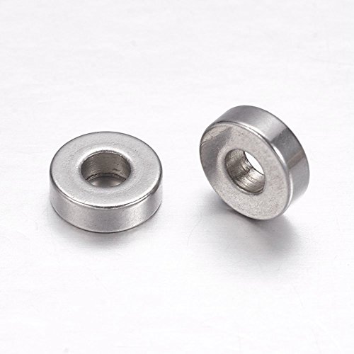Product Cover DanLingJewelry 100pcs 7mm Metal Spacer Beads 304 Stainless Steel Rondelle Beads Tiny Smooth Beads for Necklaces Bracelets Jewelry Making 2.7mm Hole